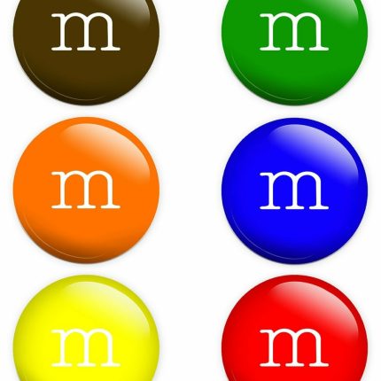 m&m small round sticker set