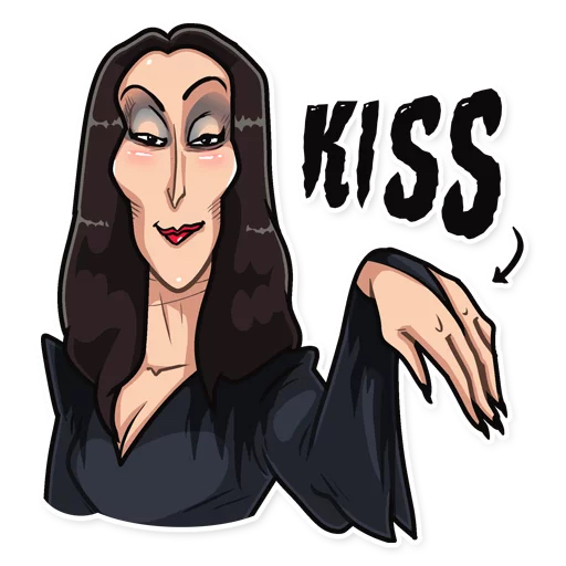 Morticia Addams Kiss Sticker