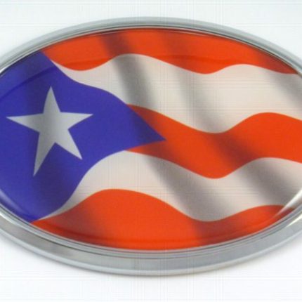 Puerto Rico Oval  Flag 3D Chrome Emblem