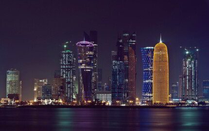 Qatar Night Skyline Sticker
