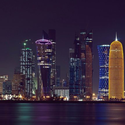 Qatar Night Skyline Sticker