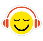 smile with headphones sticker