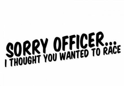 Sorry Officer funny auto decal