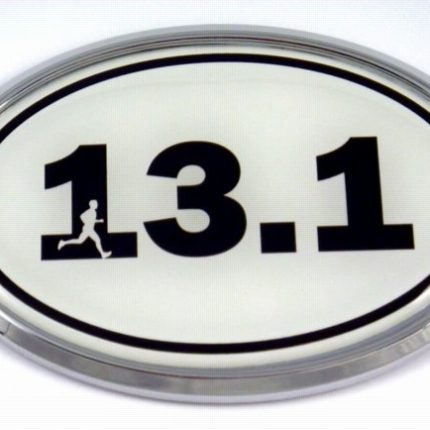 13.1 White Running Oval 3D Chrome Emblem