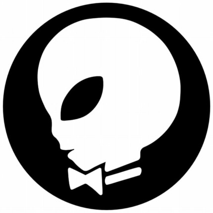 alien playboy decal black and white round sticker