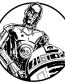 C3PO and r2d2 circular black and white decal