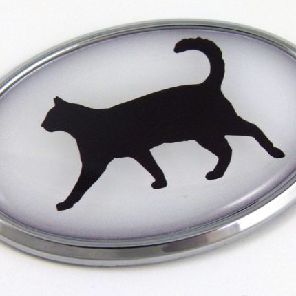 Cat 3D Adhesive Oval Chrome Pet Emblem