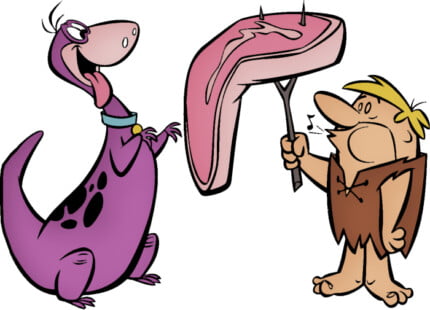 Dino and Barney Rubble with Steak Color Decal Sticker