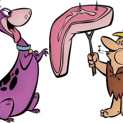 Dino and Barney Rubble with Steak Color Decal Sticker