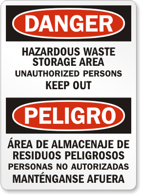 Hazardous Waste Bilingual Sign