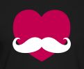 Heart with Moustache Color Sticker
