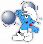 Hefty Smurf Lifting Weights Color Sticker 2