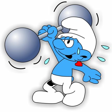 Hefty Smurf Lifting Weights Color Sticker 2
