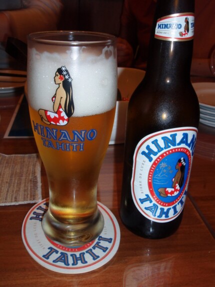 Hinano Tahiti Beer Glass and Bottle Shot