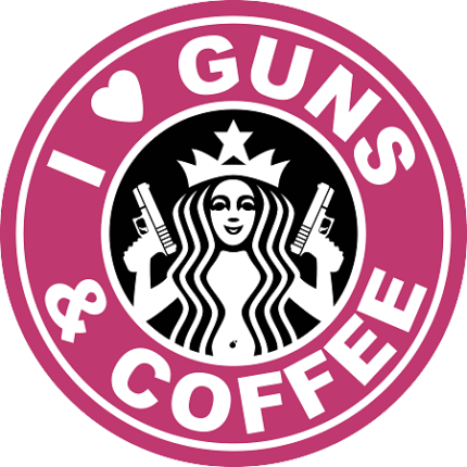 i love guns and COFFEE pink sticker