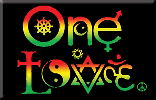 One Love Symbols rasta colors rectangle sticker