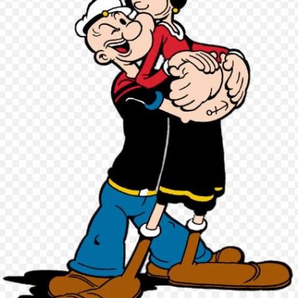 POPEYE AND OLIVE OIL HUGGING FUNNY CAR STICKER