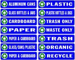 RECYCLE BIN LABELS - BLUE set of 14 stickers