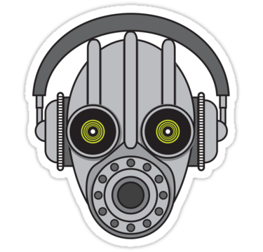 robot iin gas mask sticker