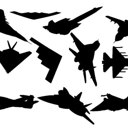 sheet of Battle airplanes silhouette stickrers