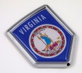 virginia US state flag domed chrome emblem car badge decal