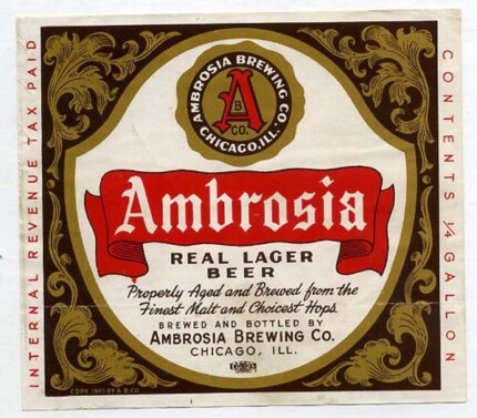 ambrosia beer label sticker
