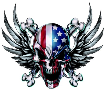 american eagle USA-skull with Eagle Wings