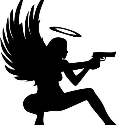 ANGEL WITH HALO AND GUN DECAL