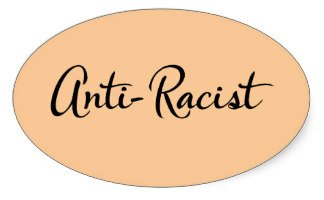 anti racist oval sticker
