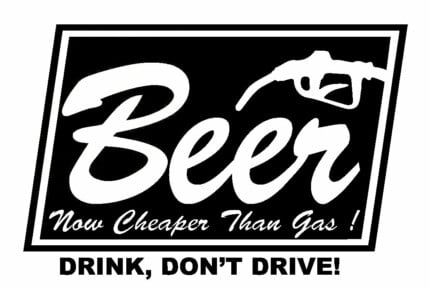 Beer Cheaper than Gas Decal