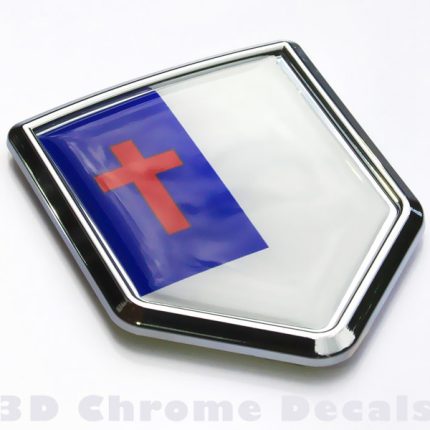 Christian Flag Crest Emblem Chrome Car Decal Sticker