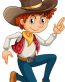 cowboy color cartoon boy sticker