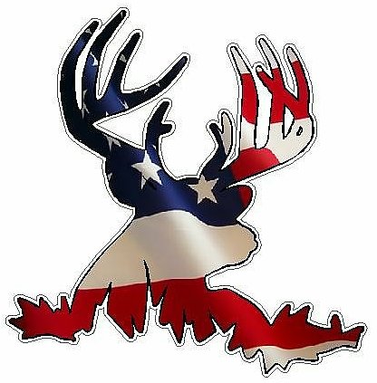 Deer Head Decal 55 - Flag USA