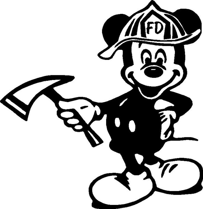 Firefighter Mickey Mouse Diecut Decal