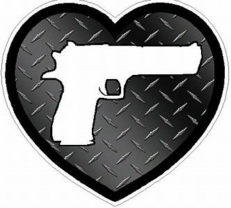 HAND GUN IN HEART FILLS diamondplate black