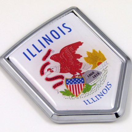 illinois US state flag domed chrome emblem car badge decal