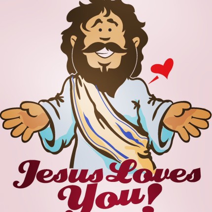 jesus loves you color religious sticker