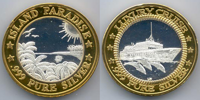 Luxury Cruise Line Island Paradise Coin Sticker