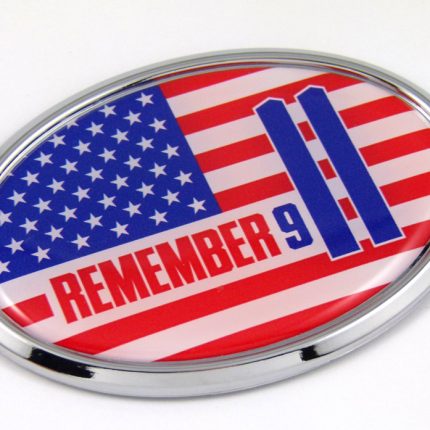 Remember 911 OVAL 3D Chrome Car Emblem