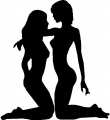 Two Girls Touching Vinyl Decal