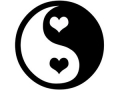 Yin Yang Symbol with Hearts Religious Decal