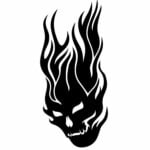 Flaming Skull 5 Vinyl Sticker