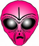 Alien Head Sticker 6 HOT PINK