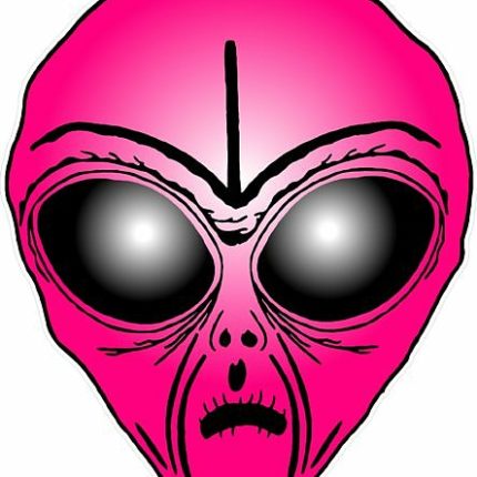 Alien Head Sticker 6 HOT PINK