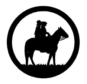 Cowboy and Girl on Horse Circle Decal