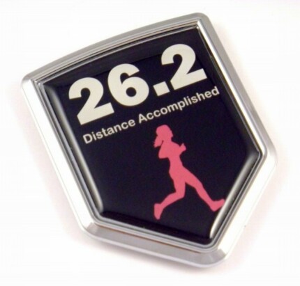 Distance Accomptlished Woman Shield 3D Running Chrome Emblem