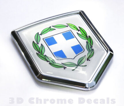 Greece Flag Crest Greek Emblem Chrome Car Decal Bike Sticker