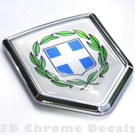 Greece Flag Crest Greek Emblem Chrome Car Decal Bike Sticker