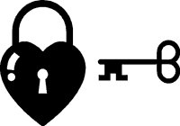 heart with lock and key sticker decal