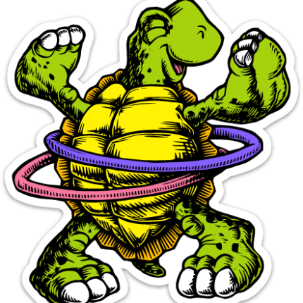 hula hooping turtle sticker